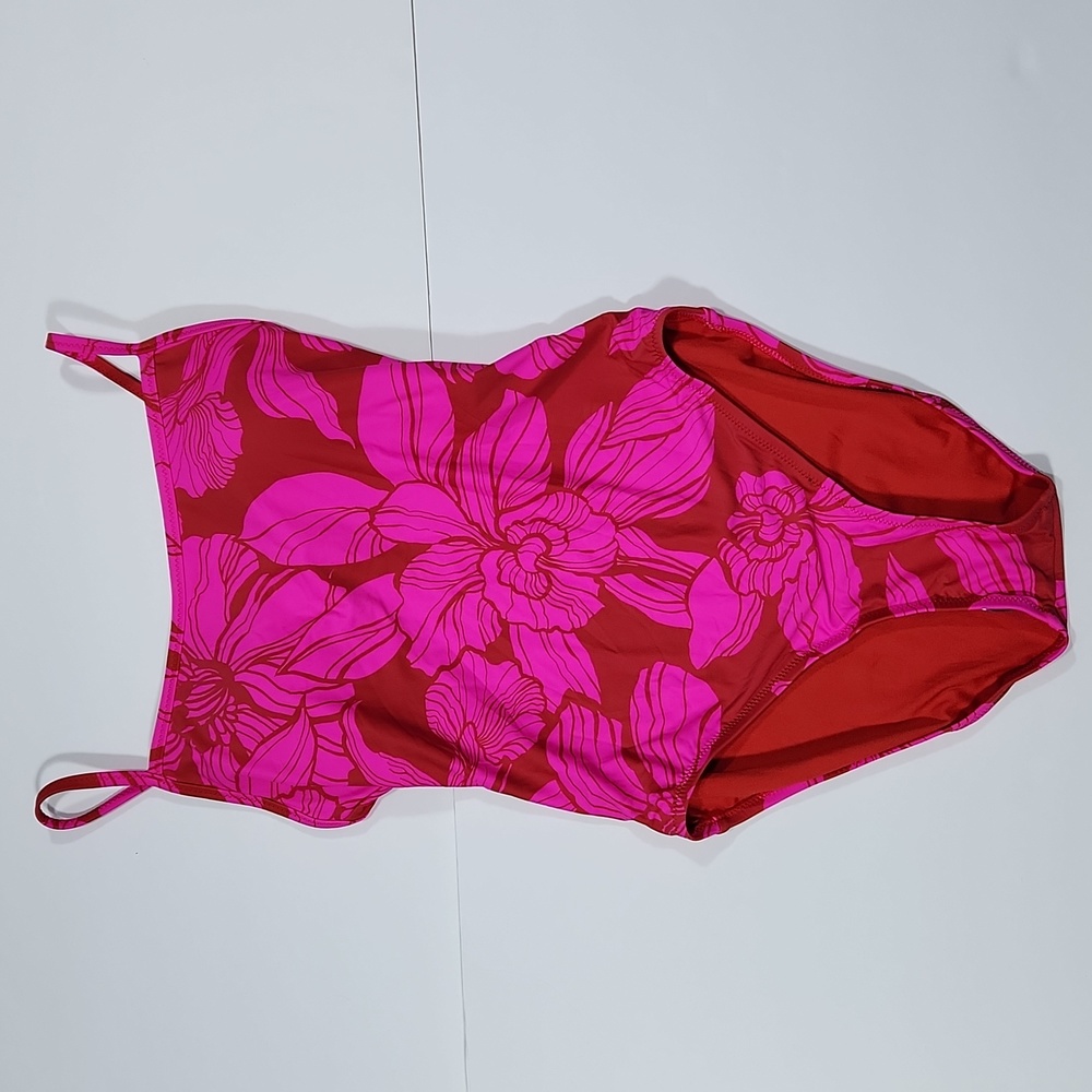 Gap Floral square neckline one-piece swimsuit adjustable straps size Small SU001